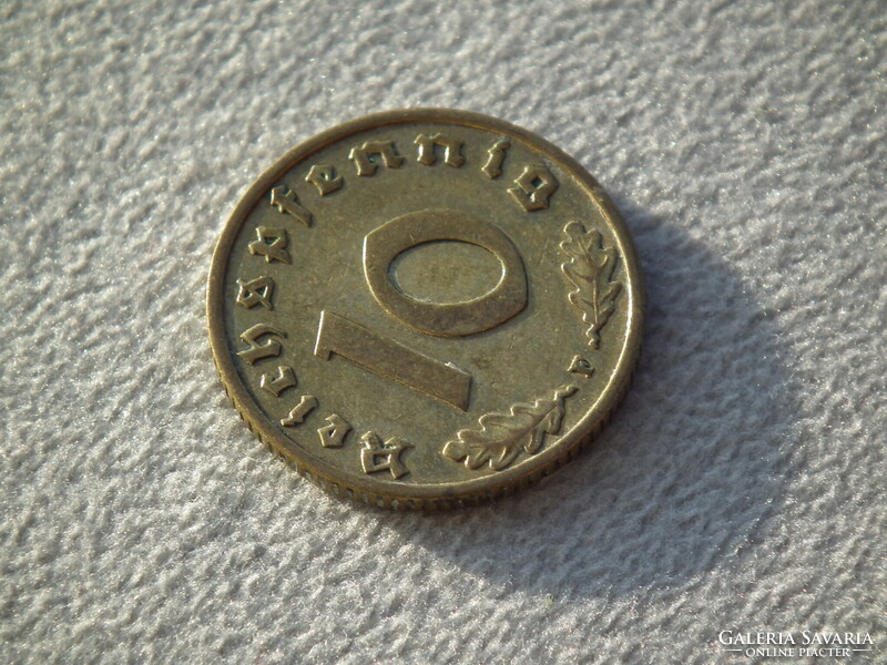 Németország, horogkeresztes birodalmi 10 Pfennig (Reichspfennig), 1938 F