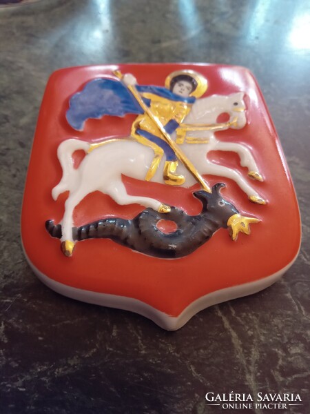 Sárkányölő Szent György - orosz Dimitrovszkij Verbilki porcelán falidísz
