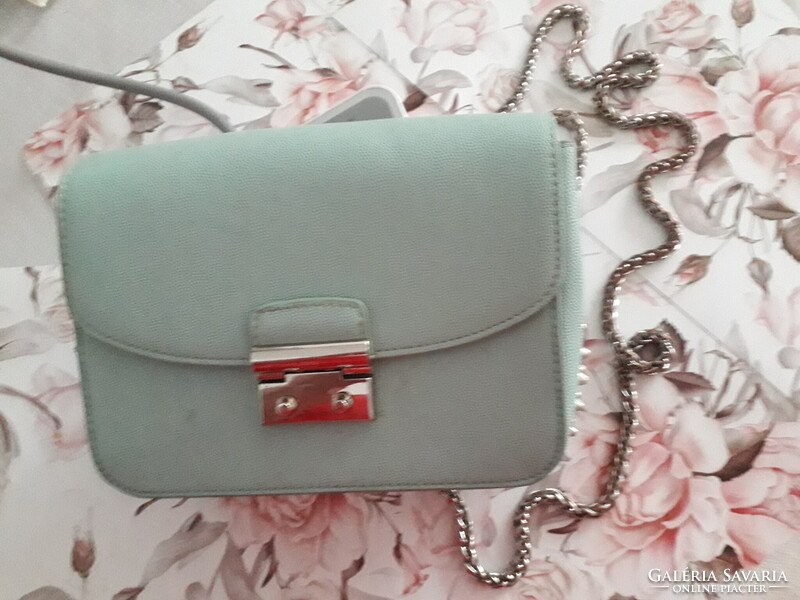 Prestige Light Blue Chain Long Strap Modern Small Bag, 21x15x9 cm, New