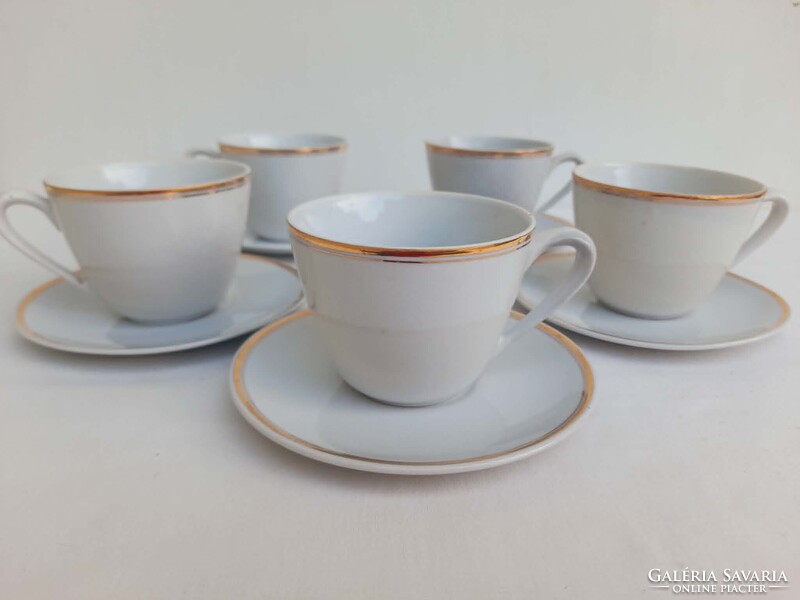 Zsolnay 5 szemelyes aranyszegelyes teas szett
