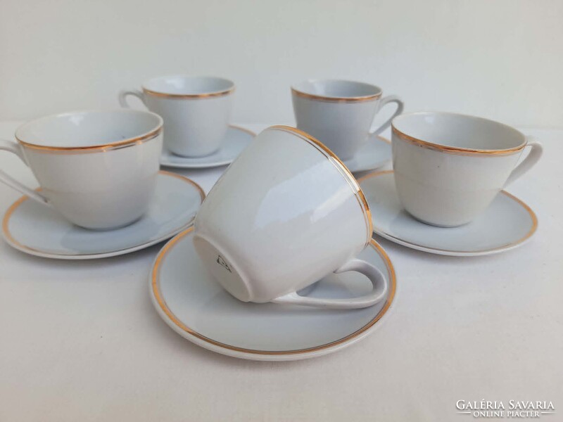 Zsolnay 5 szemelyes aranyszegelyes teas szett