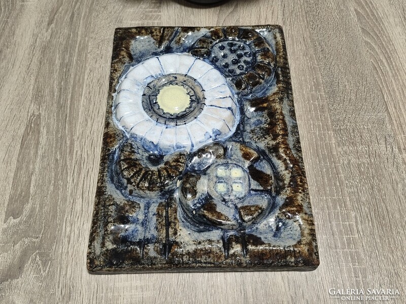 1,-Ft Rare Large Zsolnay György Pendant Glazed Wall Art – Sunflower Motif