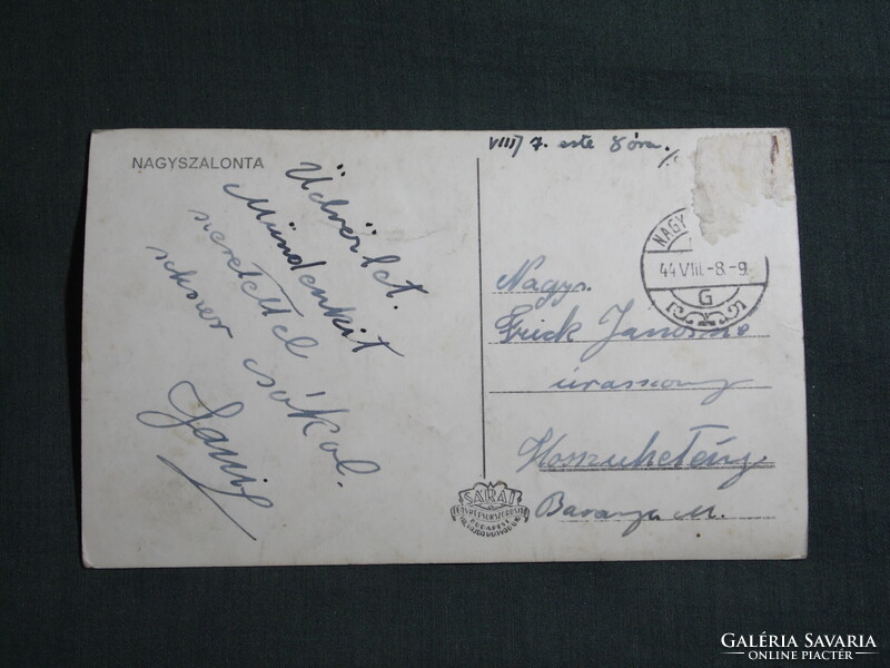 Képeslap,Románia,Salonta,Nagyszalonta,Arany János szobor látkép,részlet, 1940-