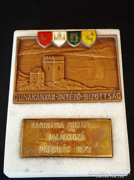 DUNAKANYAR INTÉZŐ BIZOTTSÁG bronz plakett márvány lapon
