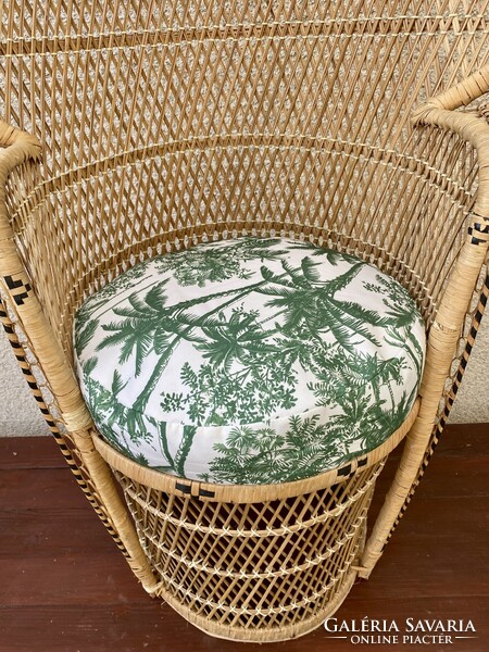 Vintage Pávafotel Boho Pávaszék Rattan Páva alakú Szék Nád Fotel Fonott Peacock Emmanuelle Chair