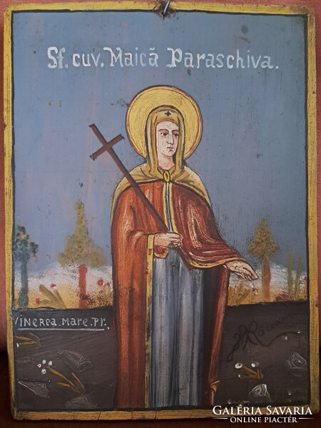 Hand painted orthodox icon – Szent Paraszkeva (Sf. Cuv. Maica Paraschiva)