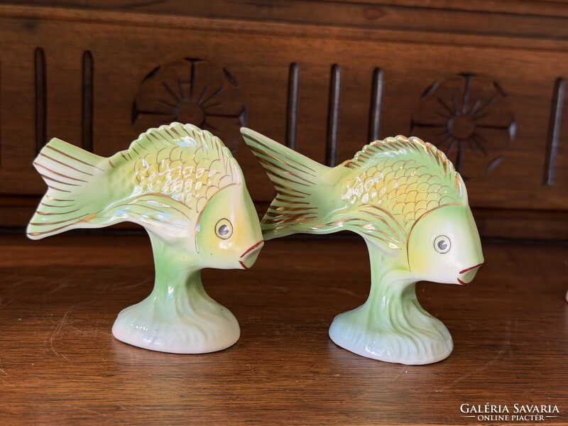 Hollóházi Art deco irrizáló halak párban 7,5cm mag - D21