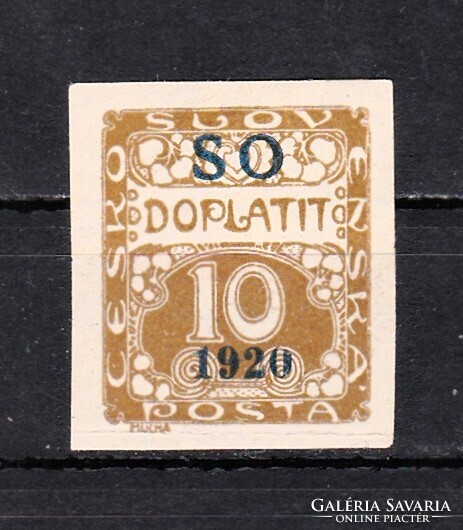 1920 Csehszlovákia Postatiszta Felülnyomott Vágott Bélyeg RITKA!!