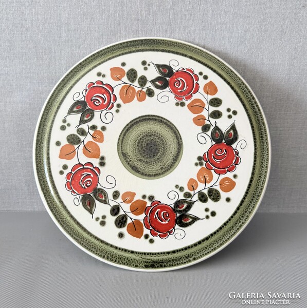 Vintage SMF Schramberg „Tirol” kézzel festett kerámia tortatál / kínálótál (31 cm)