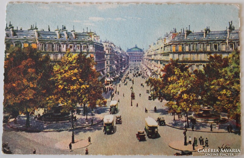 Képeslap, Francia,Párizs,Avenue de l'Opéra, A. Yvon akvarel, Paris en Flanant, Sér: 3/57 cc1930 (K1)