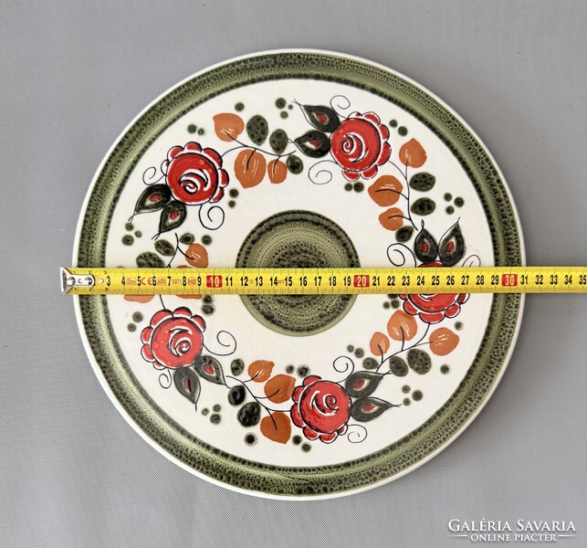 Vintage SMF Schramberg „Tirol” kézzel festett kerámia tortatál / kínálótál (31 cm)