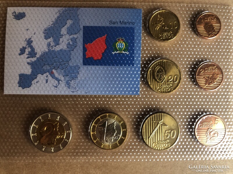 San Marino Euro Forgalmi sor 2011 Próba tervezet , 8 darab érme