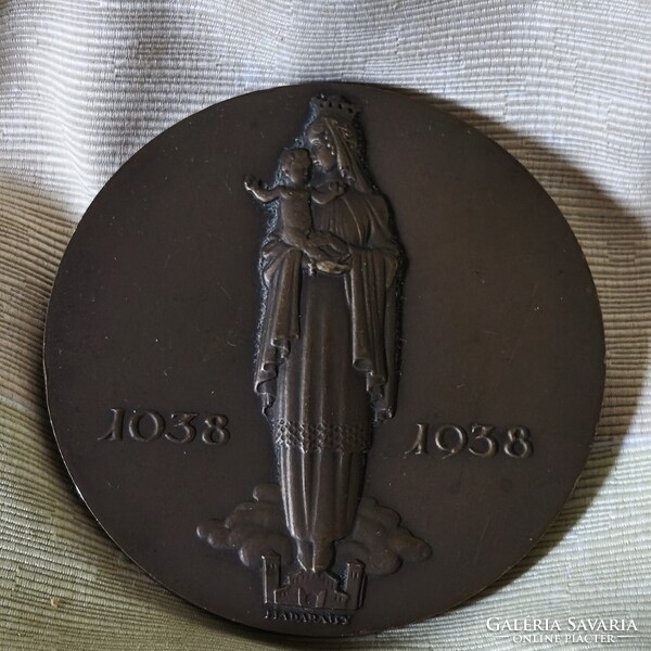Ritka nagyméretű  Szent István Emlékév bronz érem 1938 – Madarassy Walter alkotása (Alba Regia)