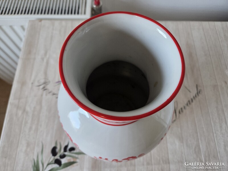 Zsolnay piros kalocsai mintás nagymértű porcelán váza