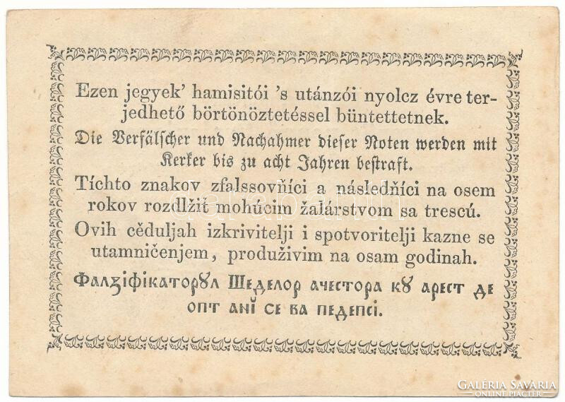 15 tizenöt pengő krajczárra krajcárra 1849 Kossuth bankó 4. hajtatlan foltok