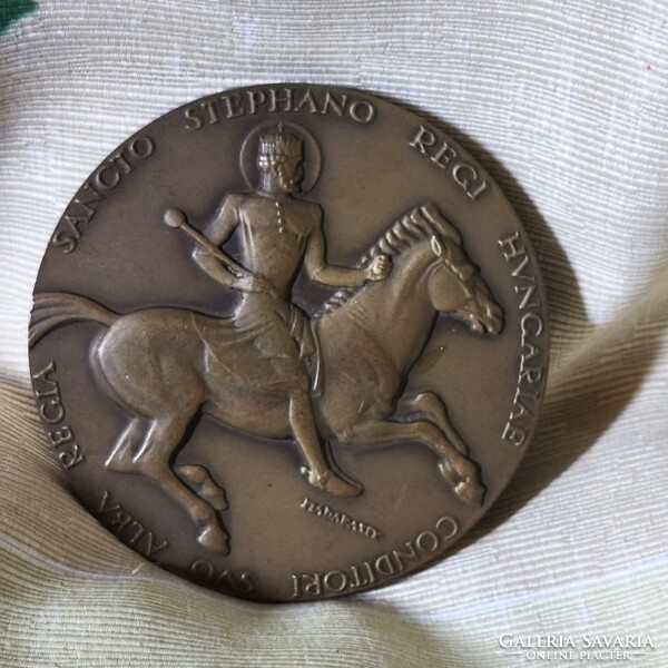Ritka nagyméretű  Szent István Emlékév bronz érem 1938 – Madarassy Walter alkotása (Alba Regia)