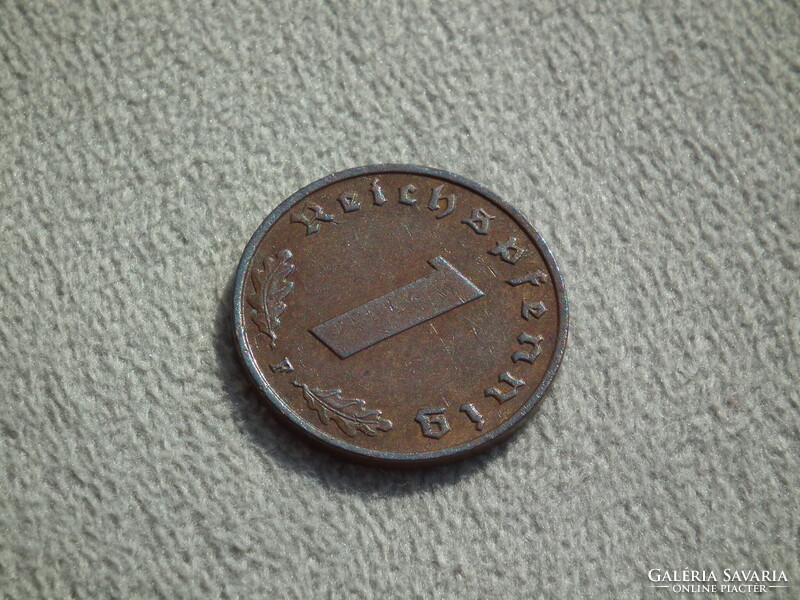 Németország, horogkeresztes birodalmi 1 Pfennig (Reichspfennig), 1939 F