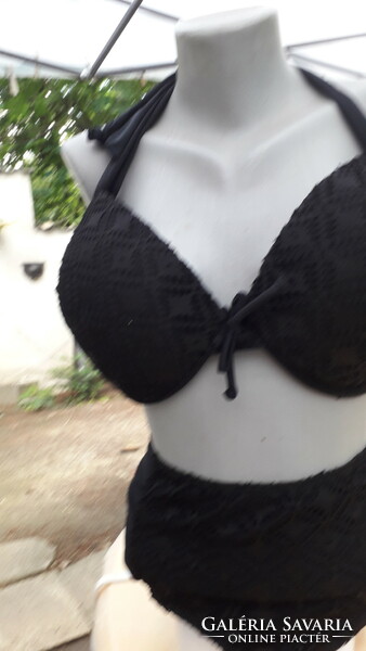 Janina Extra Plus Size Black Lace-embellished Two-piece Bikini 52-54