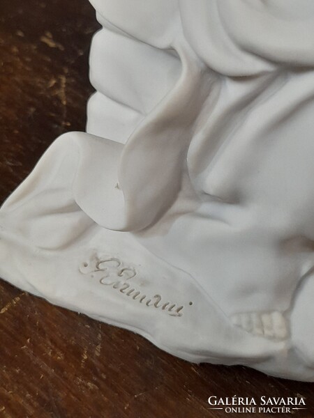Art Deco Capodimonte Giuseppe Armani 1983 Florence Mária Jászolba Gyermekével Szobor. 22 cm.