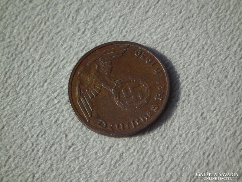 Németország, horogkeresztes birodalmi 1 Pfennig (Reichspfennig), 1939 F