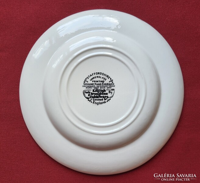 Staffordshire Ironstone Tableware angol jelenetes barna porcelán kistányér süteményes tányér