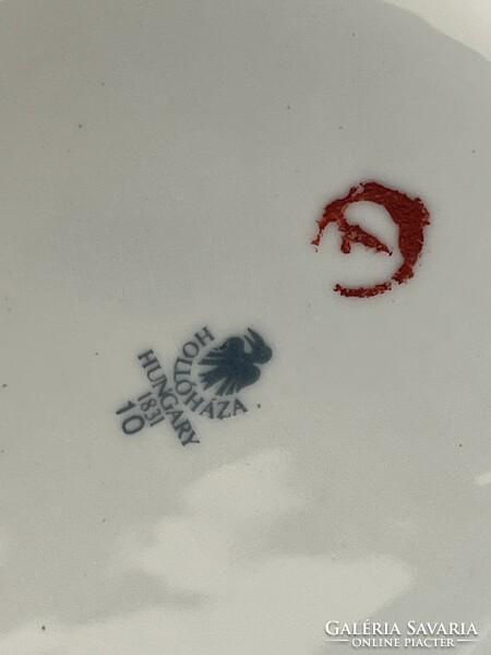 Antik vintage nagyméretű gazdagon díszített Hollóházi porcelán paradicsommadaras virágos váza