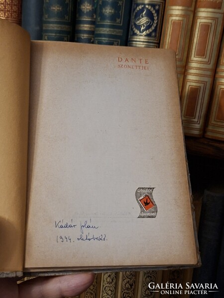 RRR!!!  BIBLIOFIL DANTE SZONETTJEI 1943  SZÖLLŐSSY KIADÓ--extrém ritka!