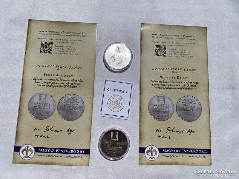 2025 Apáczai Csere János 20000 + 3000 Forint ezüst-színesfém emlékérme pár, certivel, prospektussal