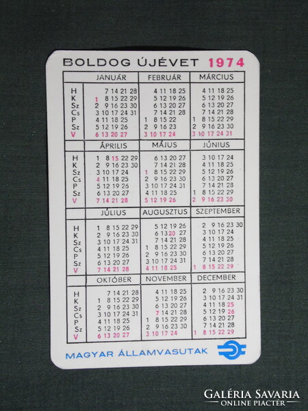 Kártyanaptár,MÁV,vasút,utazás,Ganz Mávag V43 villanymozdony,szerelvény, 1974   (8)