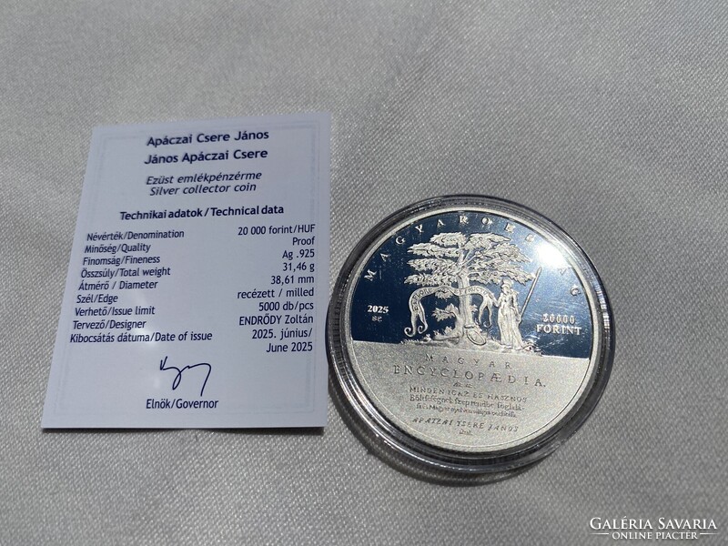 2025 Apáczai Csere János 20000 + 3000 Forint ezüst-színesfém emlékérme pár, certivel, prospektussal