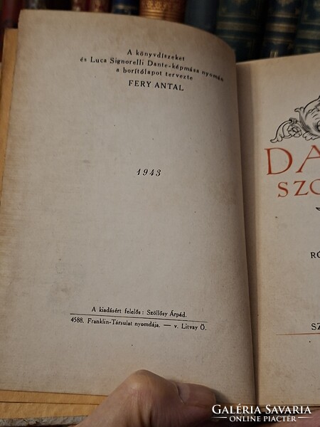 RRR!!!  BIBLIOFIL DANTE SZONETTJEI 1943  SZÖLLŐSSY KIADÓ--extrém ritka!