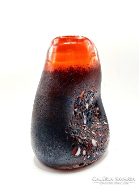 Ritka muránói Fat Lava stílusú üvegváza – 16 cm