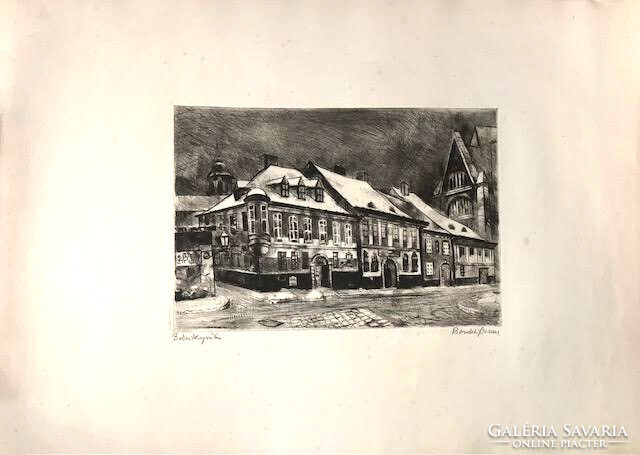 Bordás Ferenc (1911-1982): Bécsi kapu tér. Rézkarc.