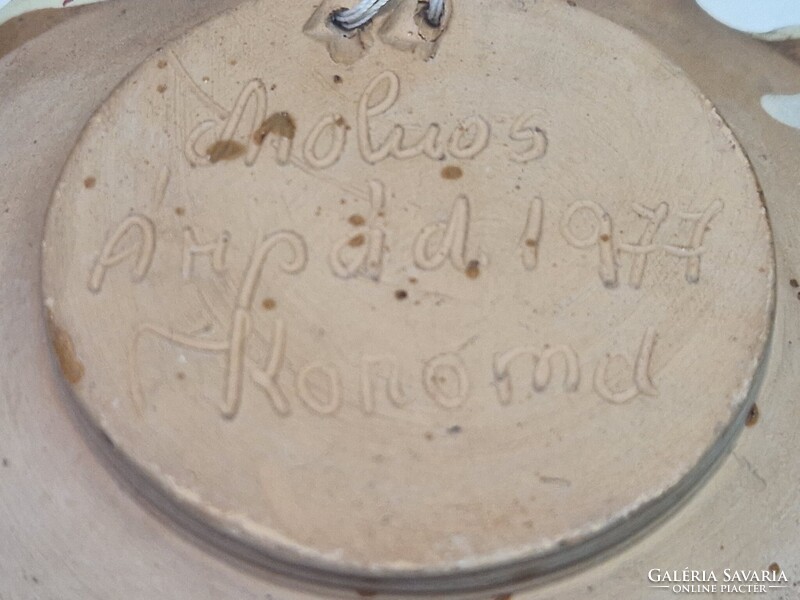Molnos Árpád Korond madár és virág mintás kerámia tányér vagy fali dísz szép állapotban 14,5 cm.