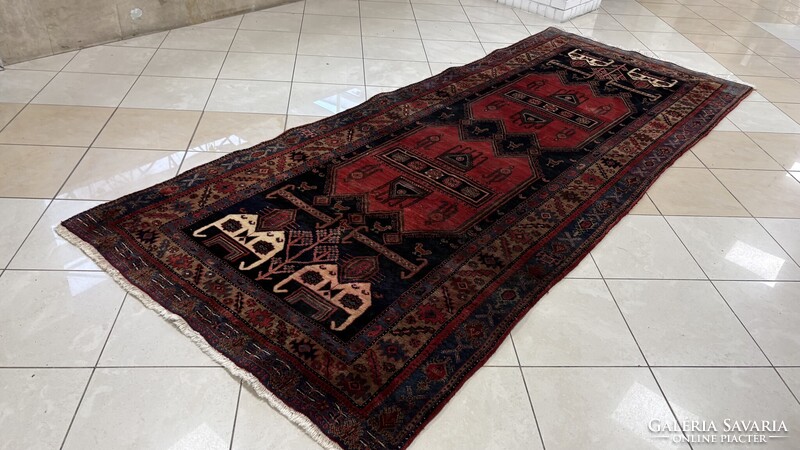 4267 KIÁRUSÍTÁS Iráni Hamadan kézi gyapjú perzsa szőnyeg 140X350CM
