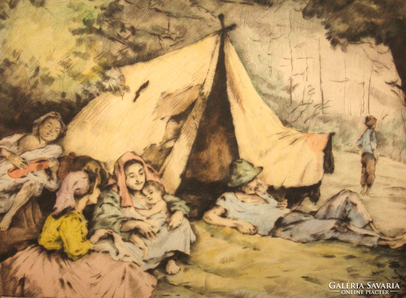 NAGYON RITKA CSODÁS PÉCZELY ANTAL / 1891-1960 /  SZÍNEZETT RÉZKARC
