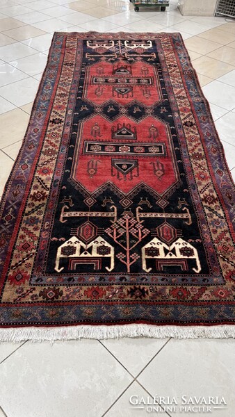 4267 KIÁRUSÍTÁS Iráni Hamadan kézi gyapjú perzsa szőnyeg 140X350CM