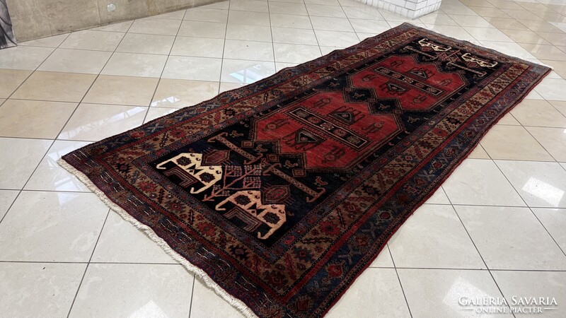 4267 KIÁRUSÍTÁS Iráni Hamadan kézi gyapjú perzsa szőnyeg 140X350CM