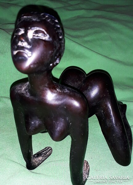 Antik GYÖNYÖRŰ ART DECO ZSÍRKŐ erotikus női akt szobor térd támasz pózban 20 X 18 cm a képek szerint