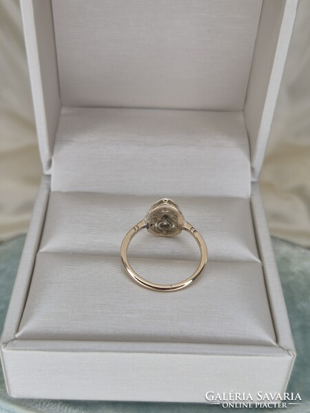 Art deco antik arany gyűrű brillekkel cca 0.22 ct
