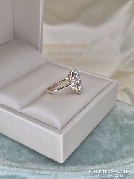 Art deco antik arany gyűrű brillekkel cca 0.22 ct