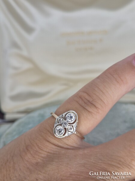 Art deco antik arany gyűrű brillekkel cca 0.22 ct