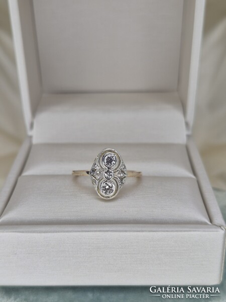 Art deco antik arany gyűrű brillekkel cca 0.22 ct