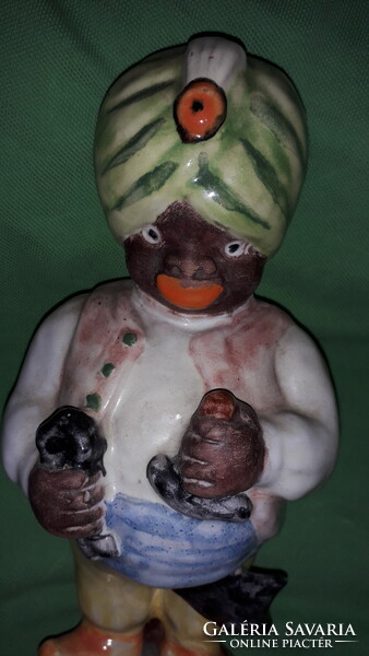 Antik H.RAHMER MÁRIA - ART DECO - KISKAKAS GYÉMÁNTFÉLKRAJCÁRJA -TÖRÖK SZULTÁN kerámia figura 22 cm