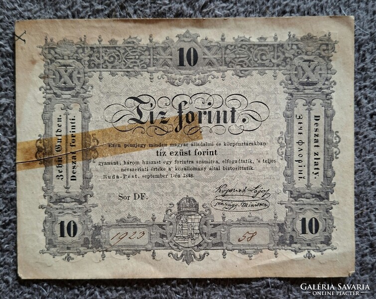 1848 Kossuth 10 Forint.  Képeken látható állapotban!