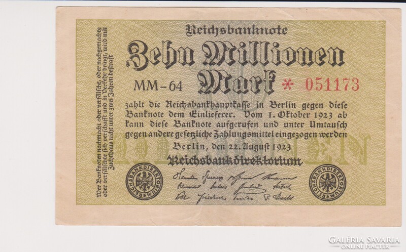 Német Birodalom 10 millió márka 1923  VF  /B2/