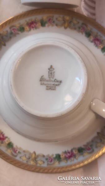 Winterling Schwarzenbach Bavaria aranyozott porcelán kávés-/teáskészlet – 5 személyes, 13 db