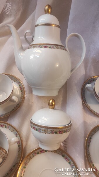 Winterling Schwarzenbach Bavaria aranyozott porcelán kávés-/teáskészlet – 5 személyes, 13 db