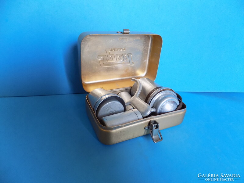 Ritka Retro "Sport Presso" kemping kávéfőző szett dobozában (1960-as évek)