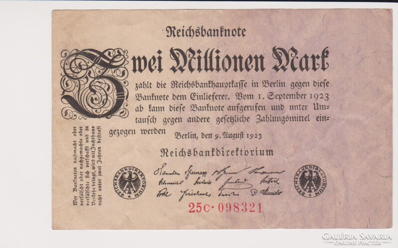 Német Birodalom 2 millió márka 1923  VF  /B2/